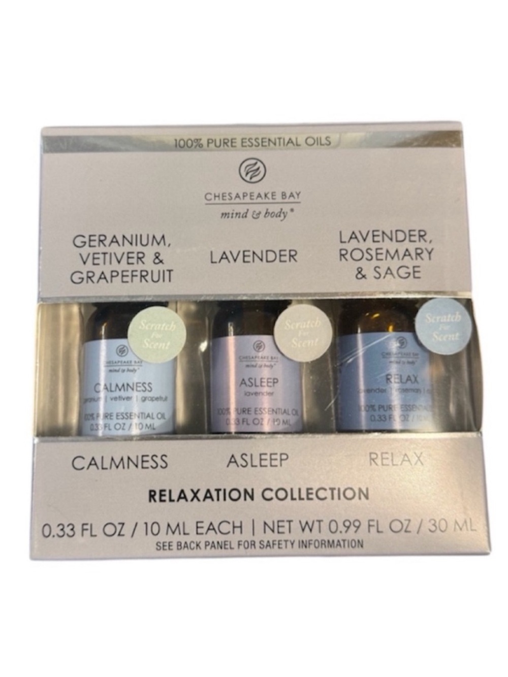 New Chesapeake Bay Mind and Body Relaxation Collection Pure Essential Oil Set